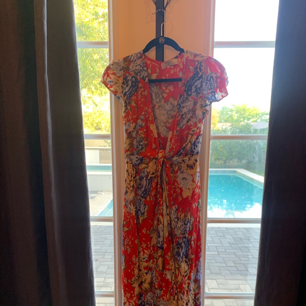 Auguste the Label Red Floral Midi Dress